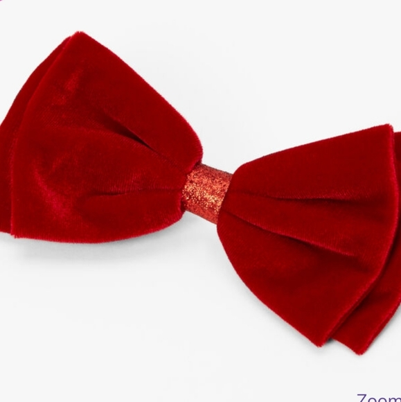 Claire's Kids Bow Headband & Glitter Velvet Hair Bow Clip - Red - Picture 4 of 5